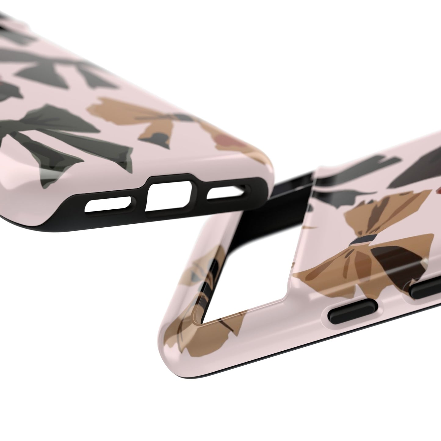 Bow Pattern Phone Case - Pink, Brown & Black Bows Protective Cover