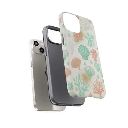 Seashell Coral Phone Case — Pastel Beach Shells Protective Tough Case