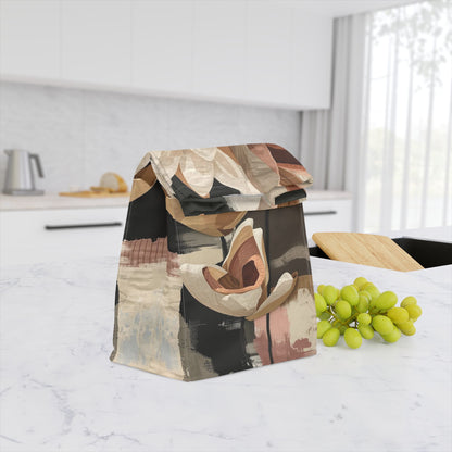 Floral Abstract Polyester Lunch Bag, Eco-Friendly, Beach Day Essentials, Picnic, Back to School, Vibrant Summer Vibe