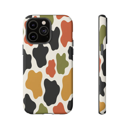 Camouflage Pattern Tough Phone Case – Retro Olive, Rust & Mustard Protective Cover