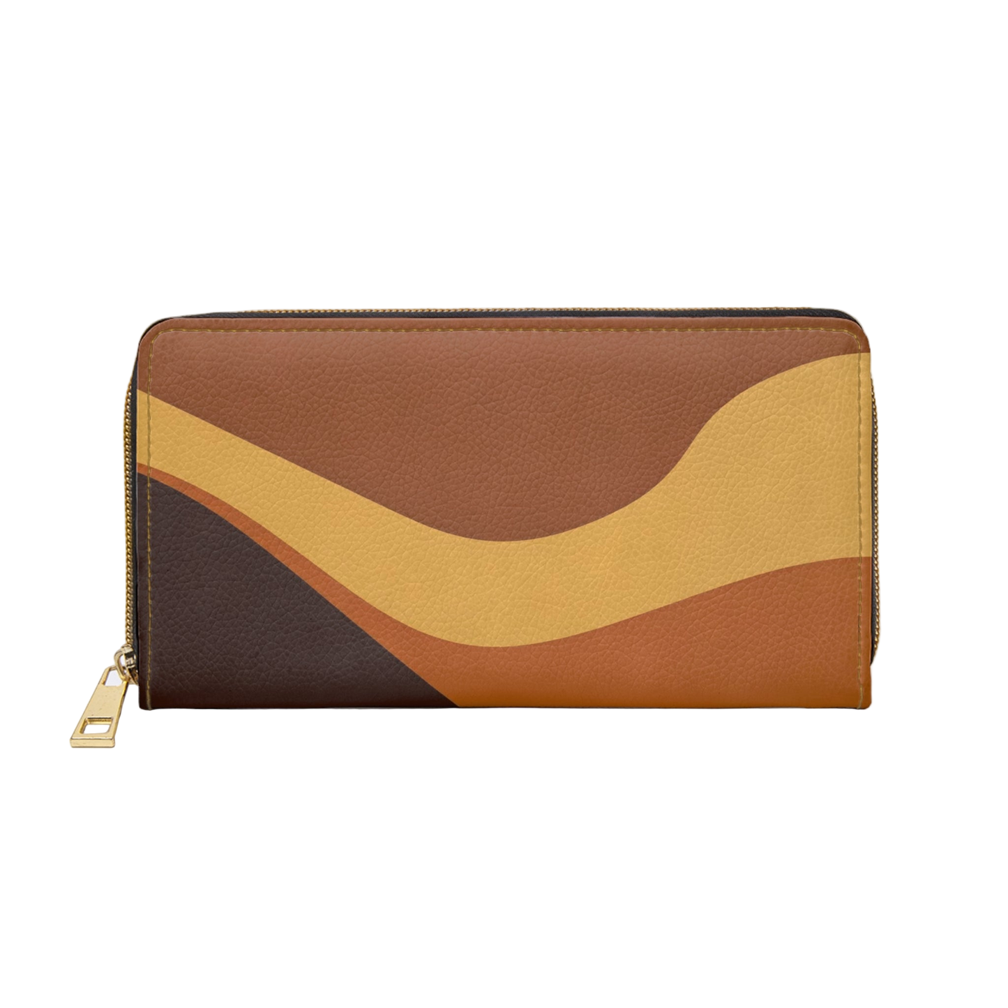 Women's Ochre Abstract Wallet - Vegan Zipper Wallet