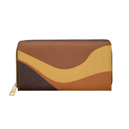 Women's Ochre Abstract Wallet - Vegan Zipper Wallet