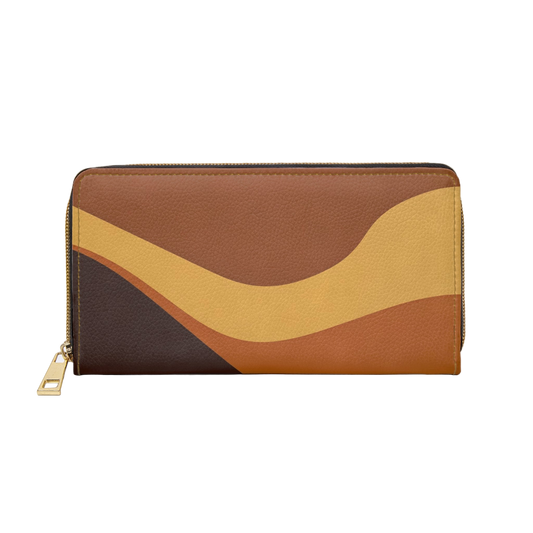 Women's Ochre Abstract Wallet - Vegan Zipper Wallet