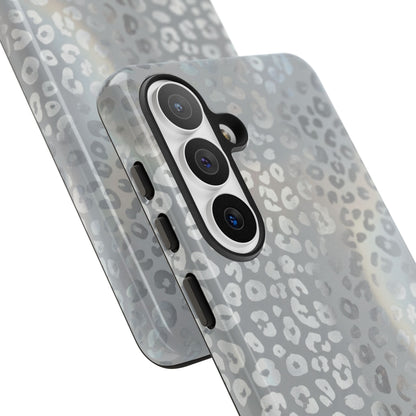 Grey Leopard Print Tough Phone Case — Durable Protective iPhone Cover
