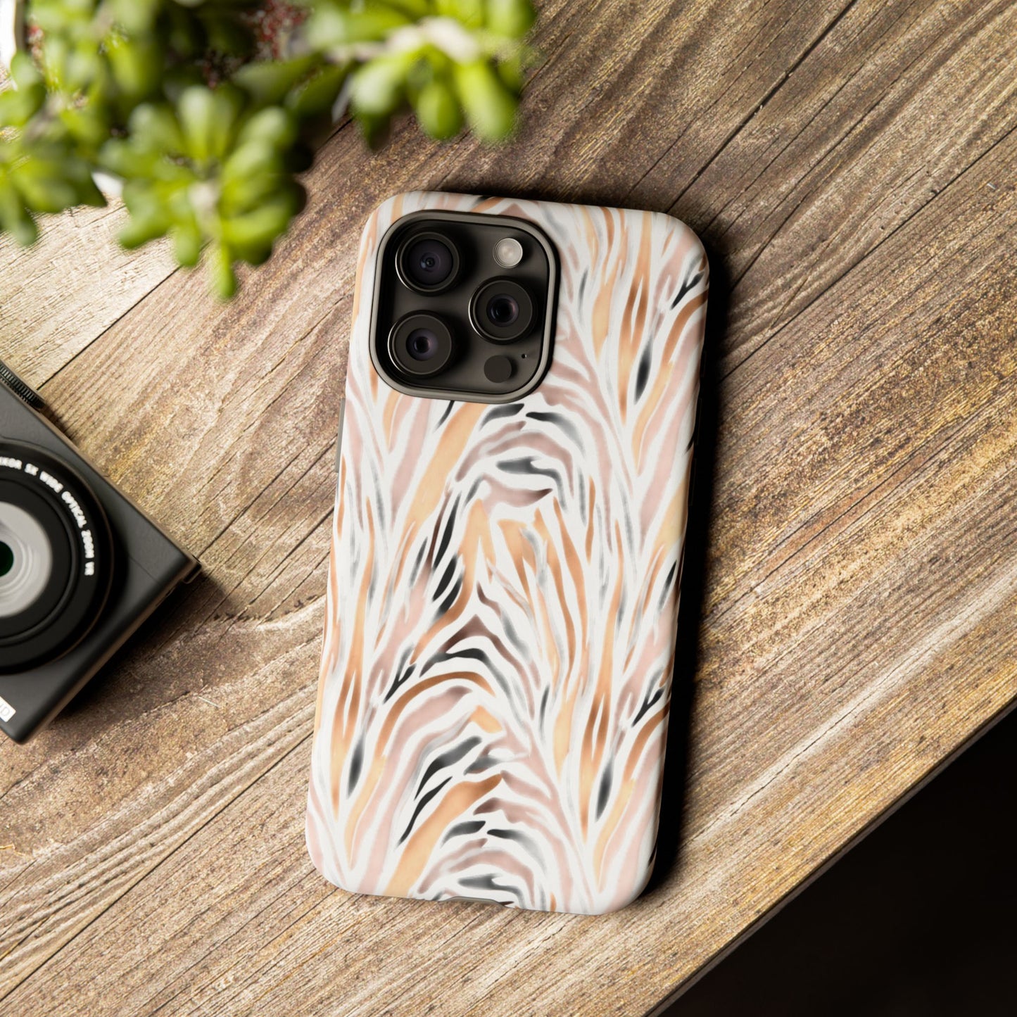 Tough Case — Neutral Watercolor Tiger Stripe Phone Case