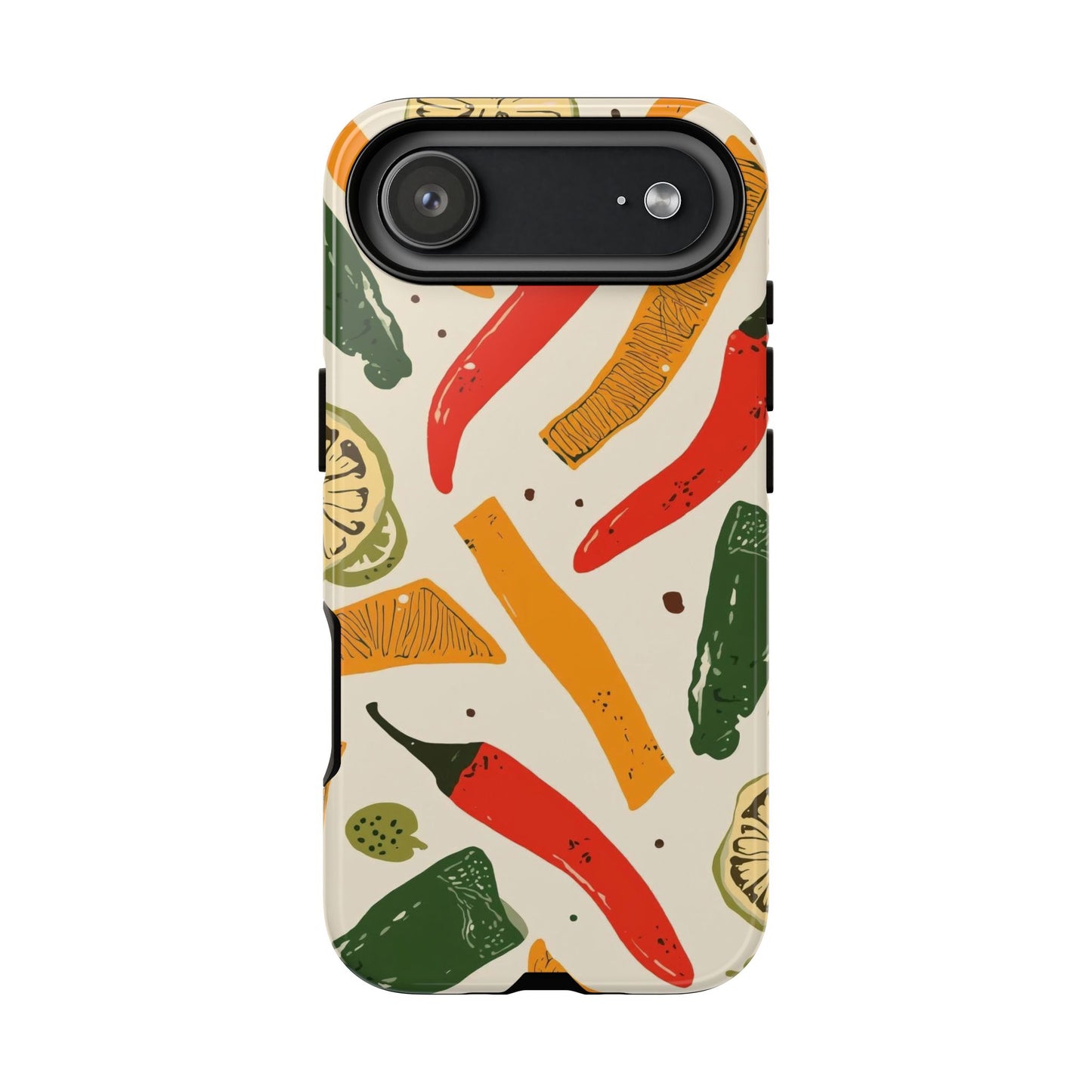 Spicy Peppers Phone Case – Colorful Chili, Lime & Citrus Pattern