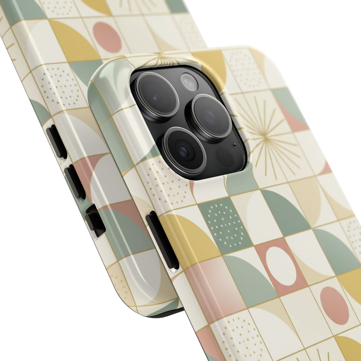 Retro Geometric Tough Phone Case — Pastel Midcentury Pattern
