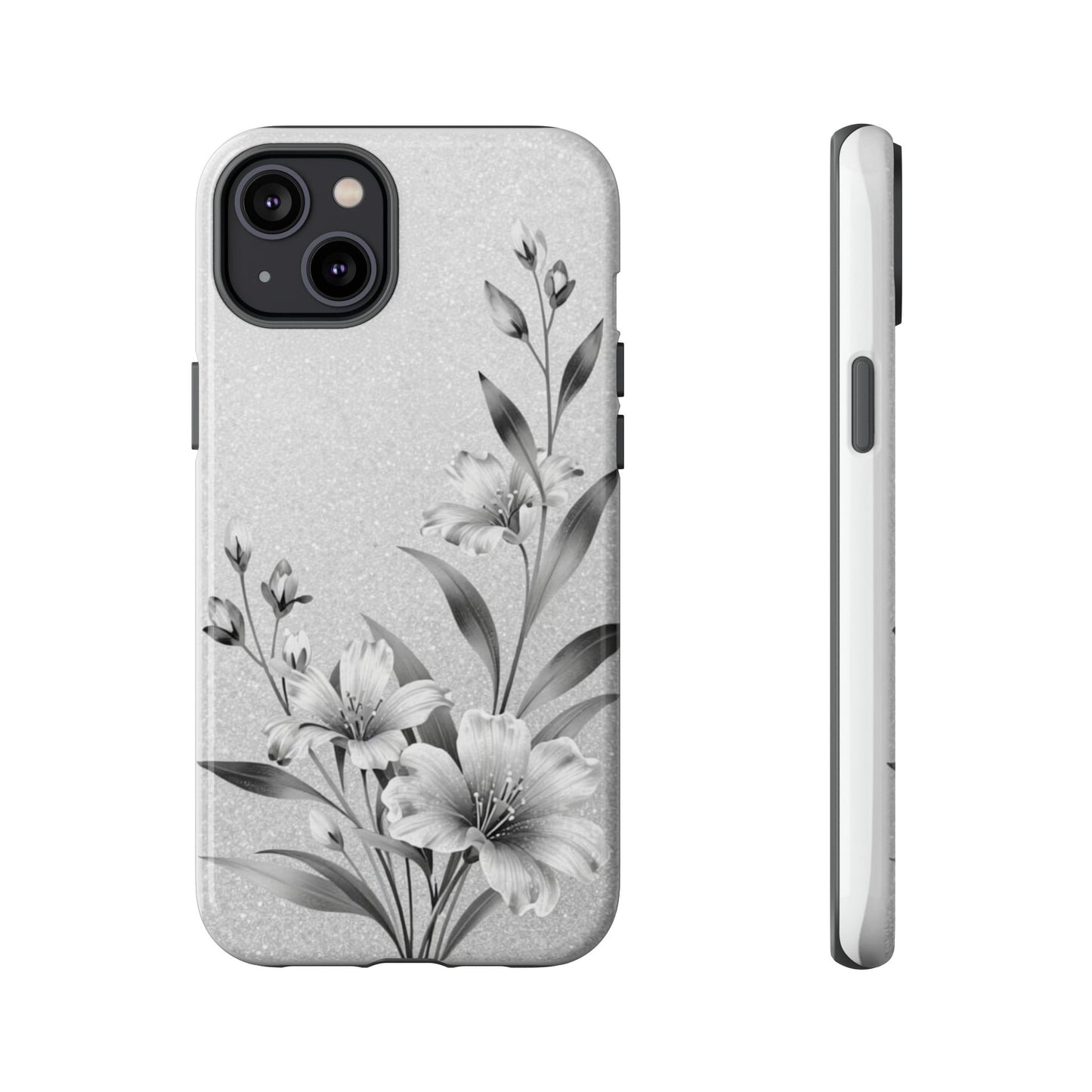 Floral Monochrome Phone Case — Elegant Black & White Lily Design