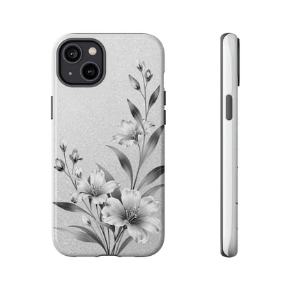Floral Monochrome Phone Case — Elegant Black & White Lily Design