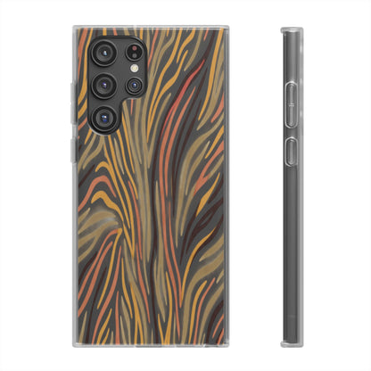 Marbled Neutral Stripe Phone Case — Abstract Beige & Terracotta Flexi Case