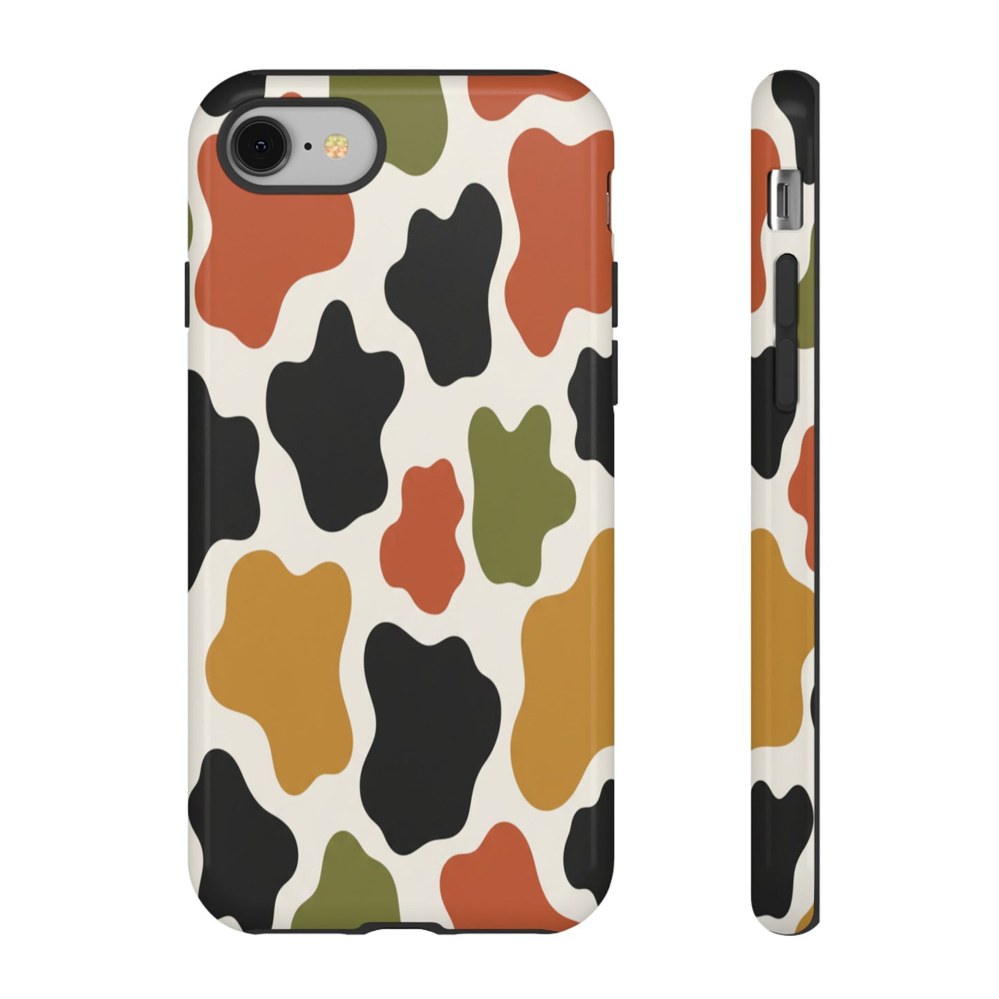 Camouflage Pattern Tough Phone Case – Retro Olive, Rust & Mustard Protective Cover