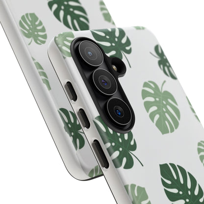 Monstera Leaf Tough Phone Case – Tropical Green Palm Pattern Protective Cover