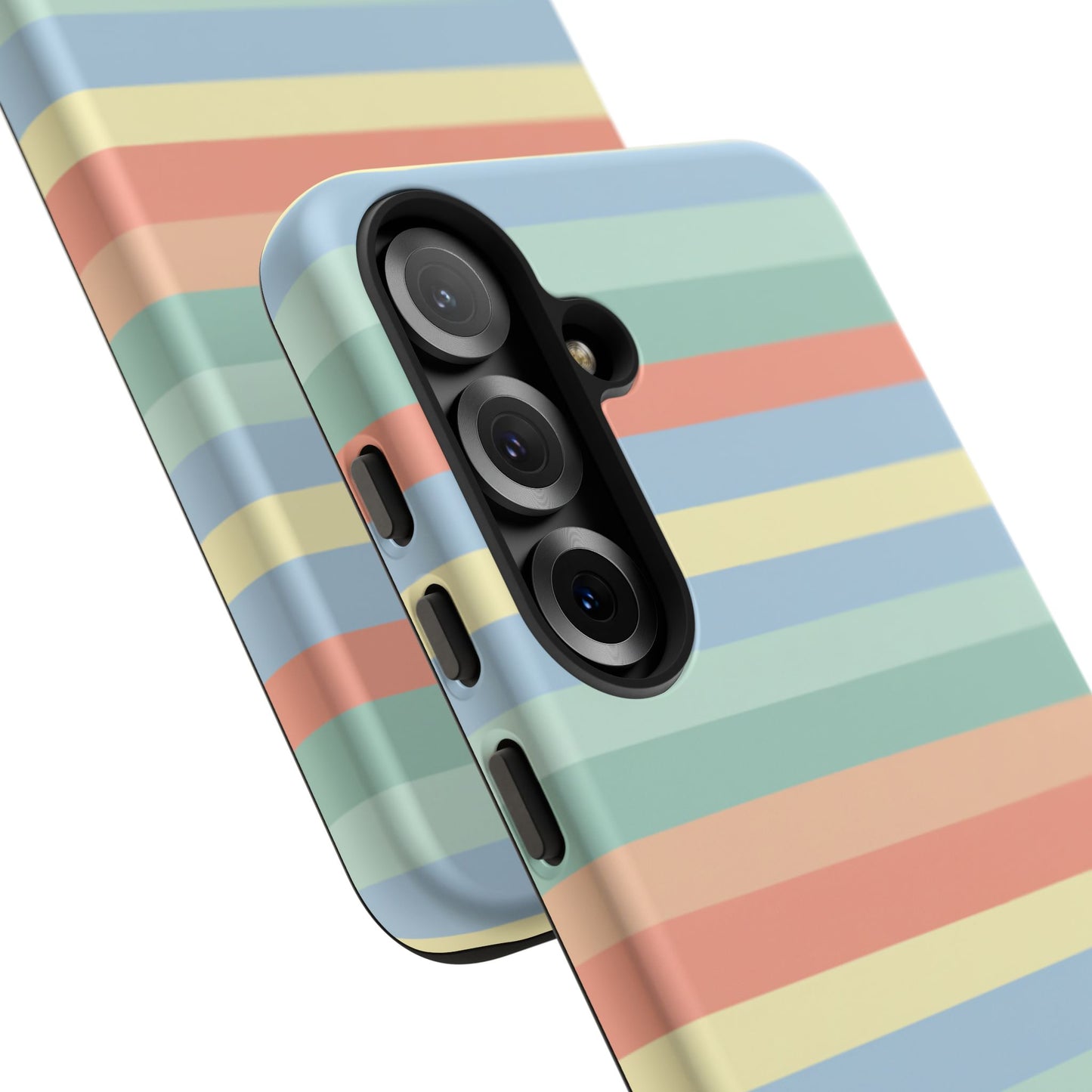 Pastel Striped Phone Case — Retro Horizontal Multi-Color Tough Case
