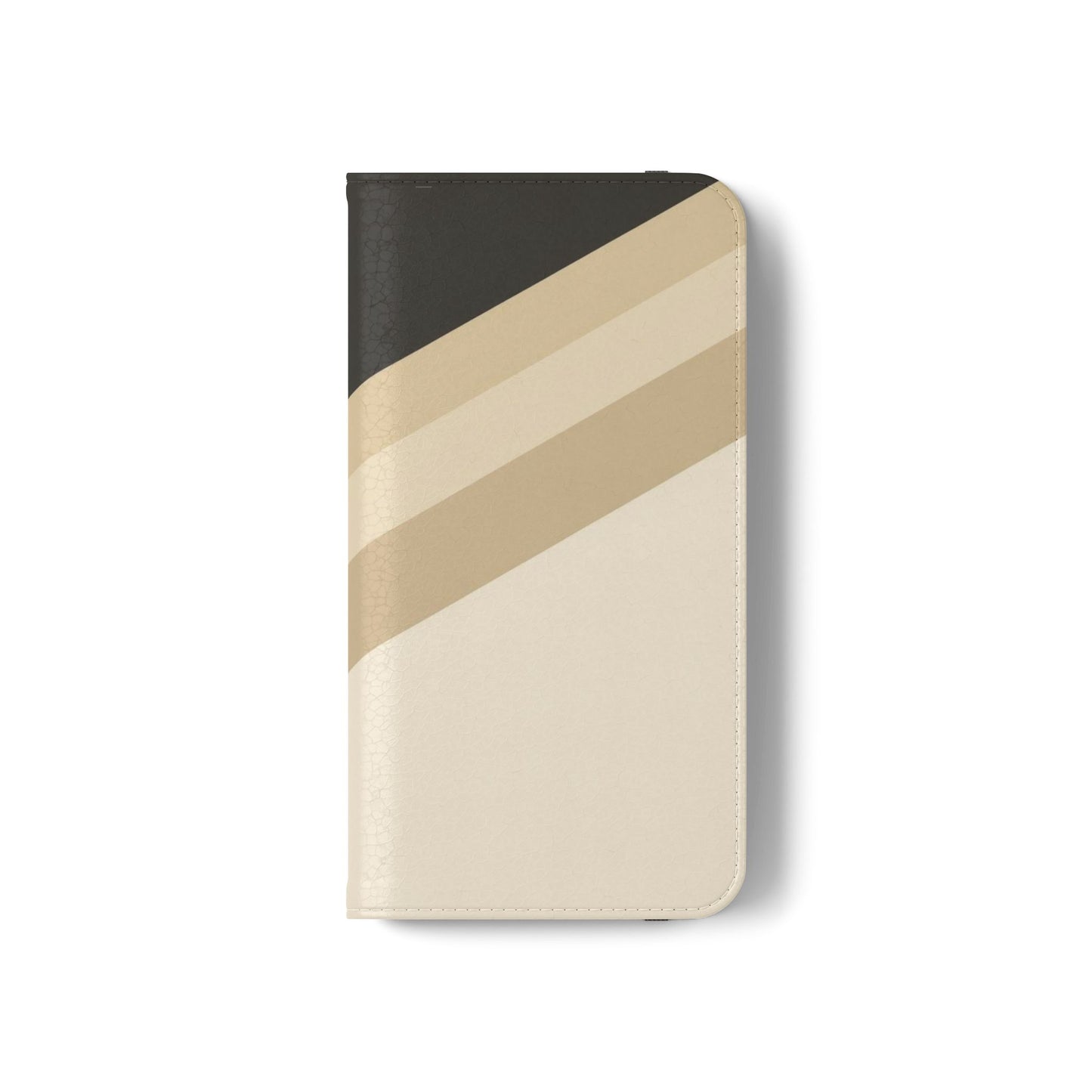 Retro Neutral Stripe Flip Phone Case — Wallet Folio with Card Slots