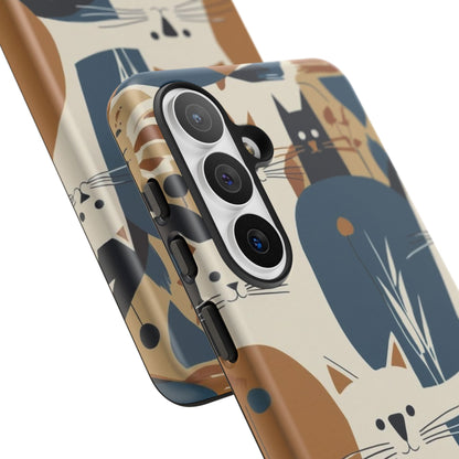 Cat Pattern Phone Case – Retro Abstract Cats Protective iPhone Cover