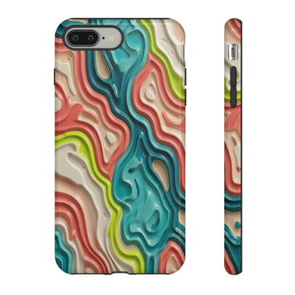 Abstract Contour Phone Case — Colorful Topographic Pattern Tough Case