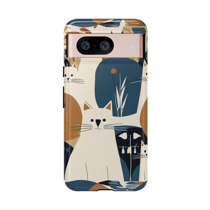 Cat Pattern Phone Case – Retro Abstract Cats Protective iPhone Cover