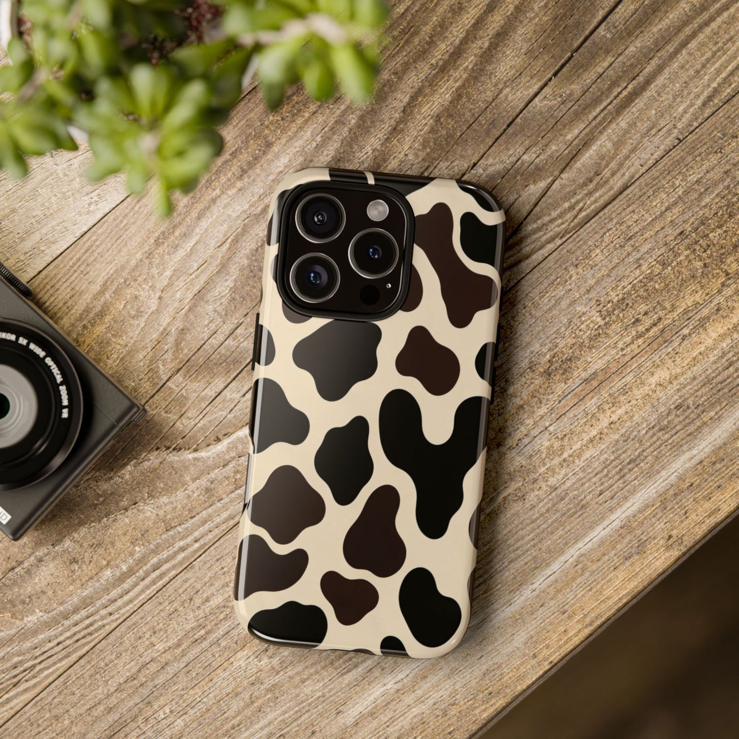 Cow Print Phone Case — Black & Cream Protective  Case