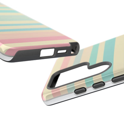 Pastel Striped Tough Phone Case – Protective Retro Rainbow Design