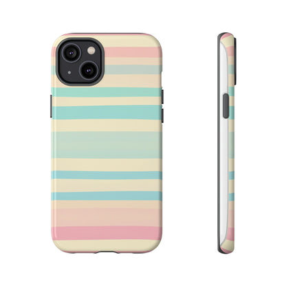 Pastel Striped Tough Phone Case – Protective Retro Rainbow Design