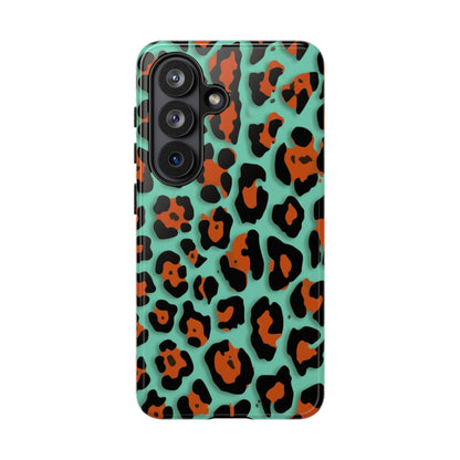 Teal & Rust Leopard Phone Case — Tough Protective Animal Print
