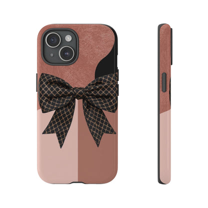 Bow Stripe Tough Phone Case – Pink Mauve Protective Cover