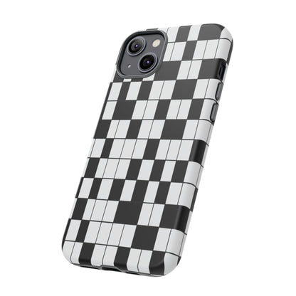 Crossword Grid Phone Case — Black & White Puzzle Pattern Tough Phone Cover