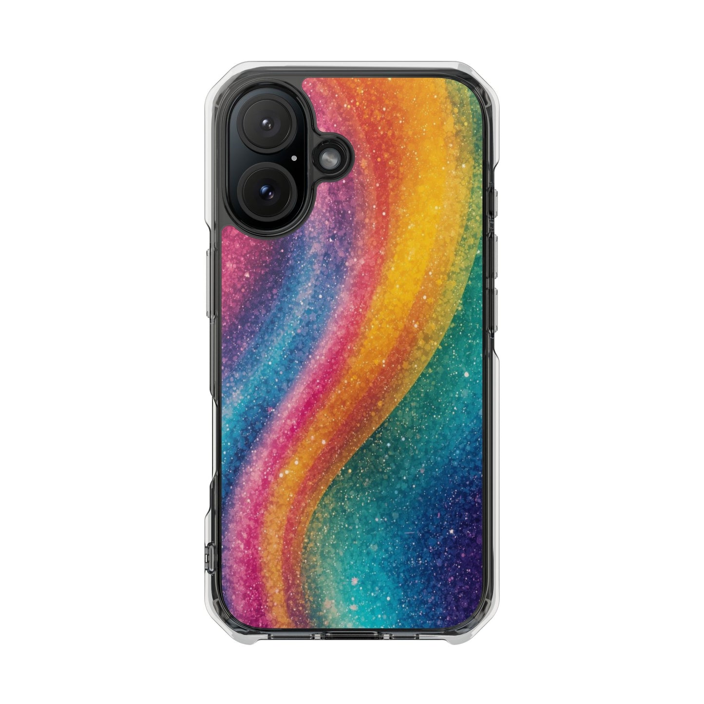 Clear Magnetic Phone Case — Rainbow Glitter Wave Impact-Proof Cover