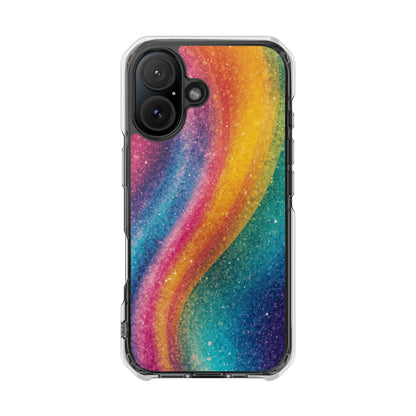 Clear Magnetic Phone Case — Rainbow Glitter Wave Impact-Proof Cover