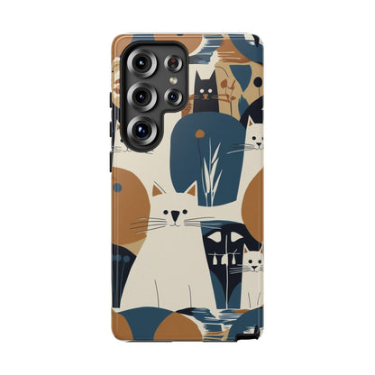 Cat Pattern Phone Case – Retro Abstract Cats Protective iPhone Cover