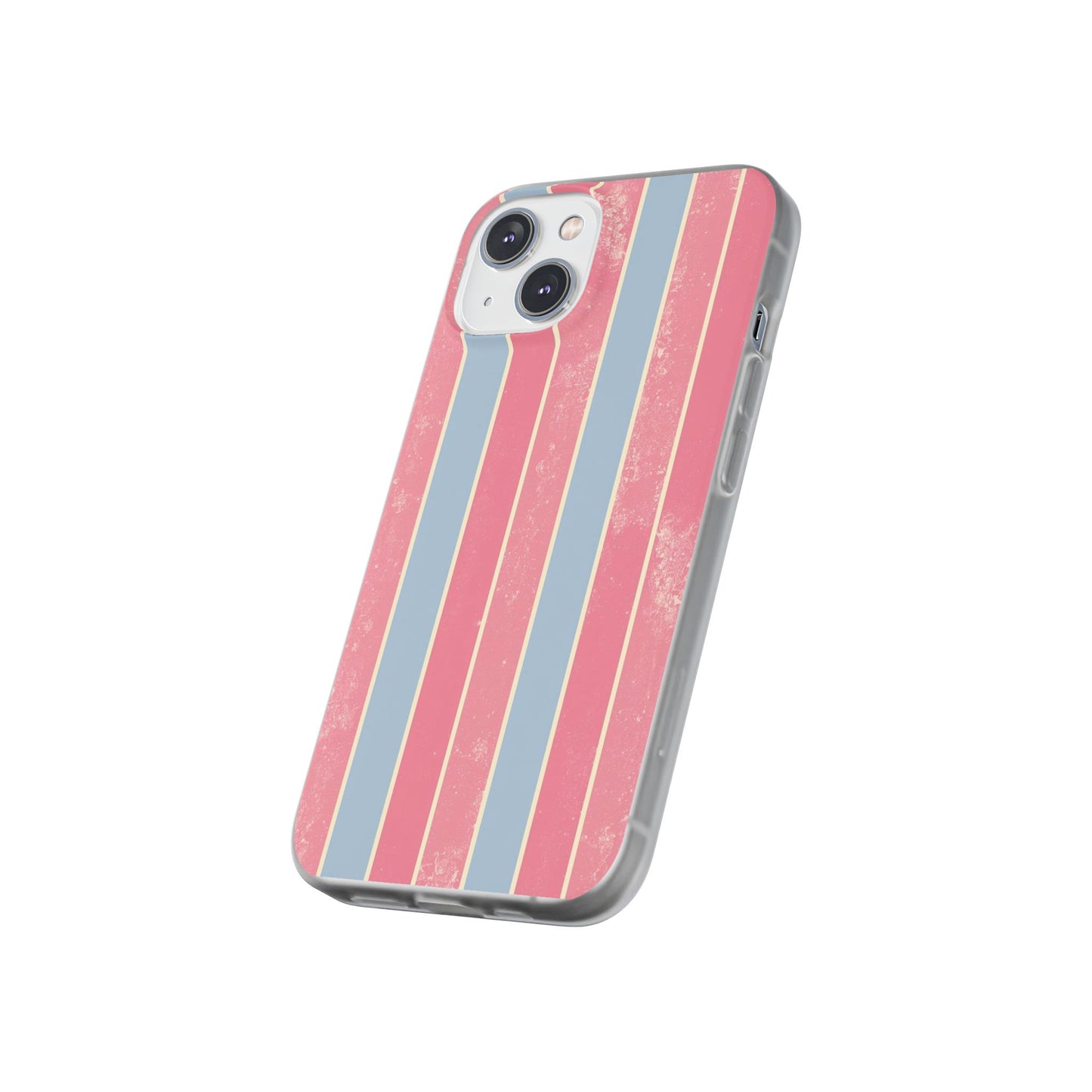 Striped Pink & Blue Phone Case — Retro Pastel Flexi Case