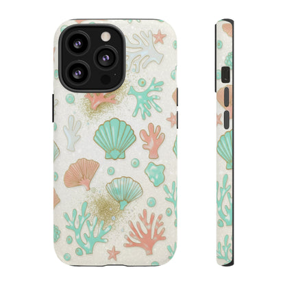 Seashell Coral Phone Case — Pastel Beach Shells Protective Tough Case