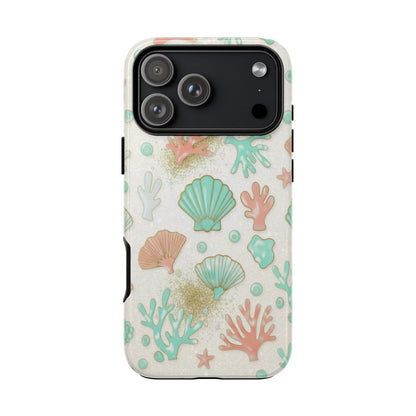 Seashell Coral Phone Case — Pastel Beach Shells Protective Tough Case