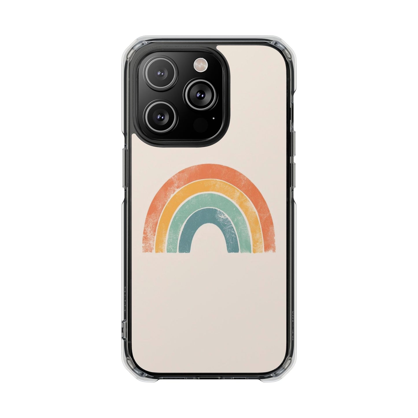 Clear Impact Phone Case — Pastel Boho Rainbow Design, Magnetic Compatible