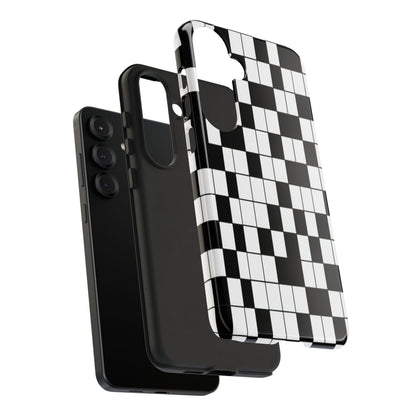 Crossword Grid Phone Case — Black & White Puzzle Pattern Tough Phone Cover