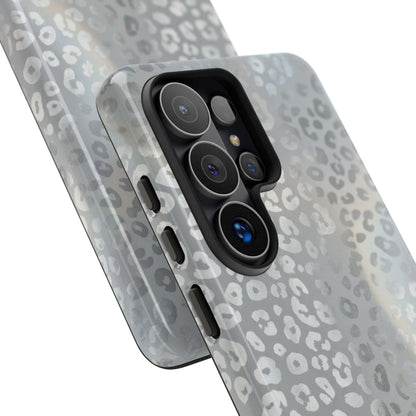 Grey Leopard Print Tough Phone Case — Durable Protective iPhone Cover