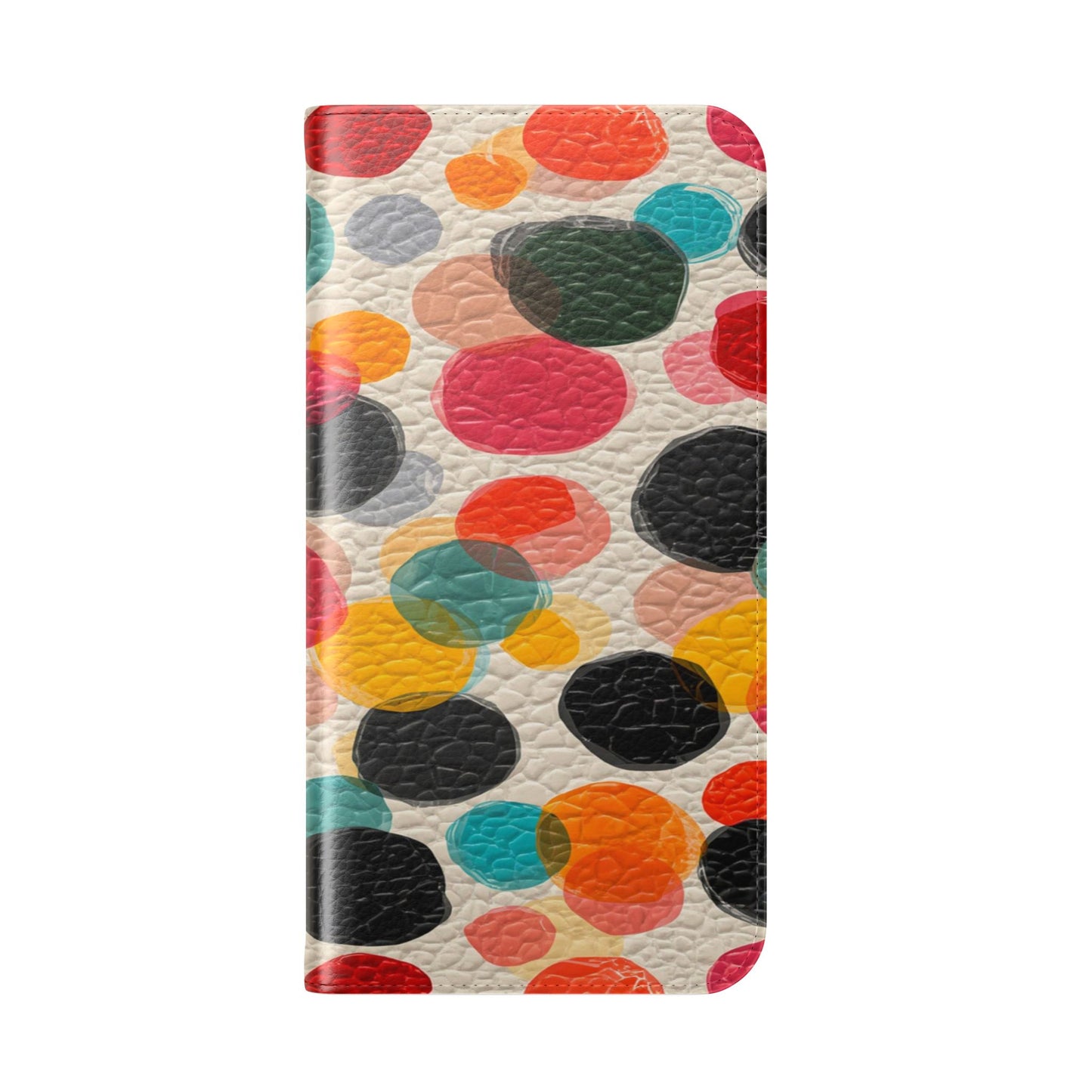 Colorful Confetti Dot Flip Phone Case — Retro Polka Wallet Cover