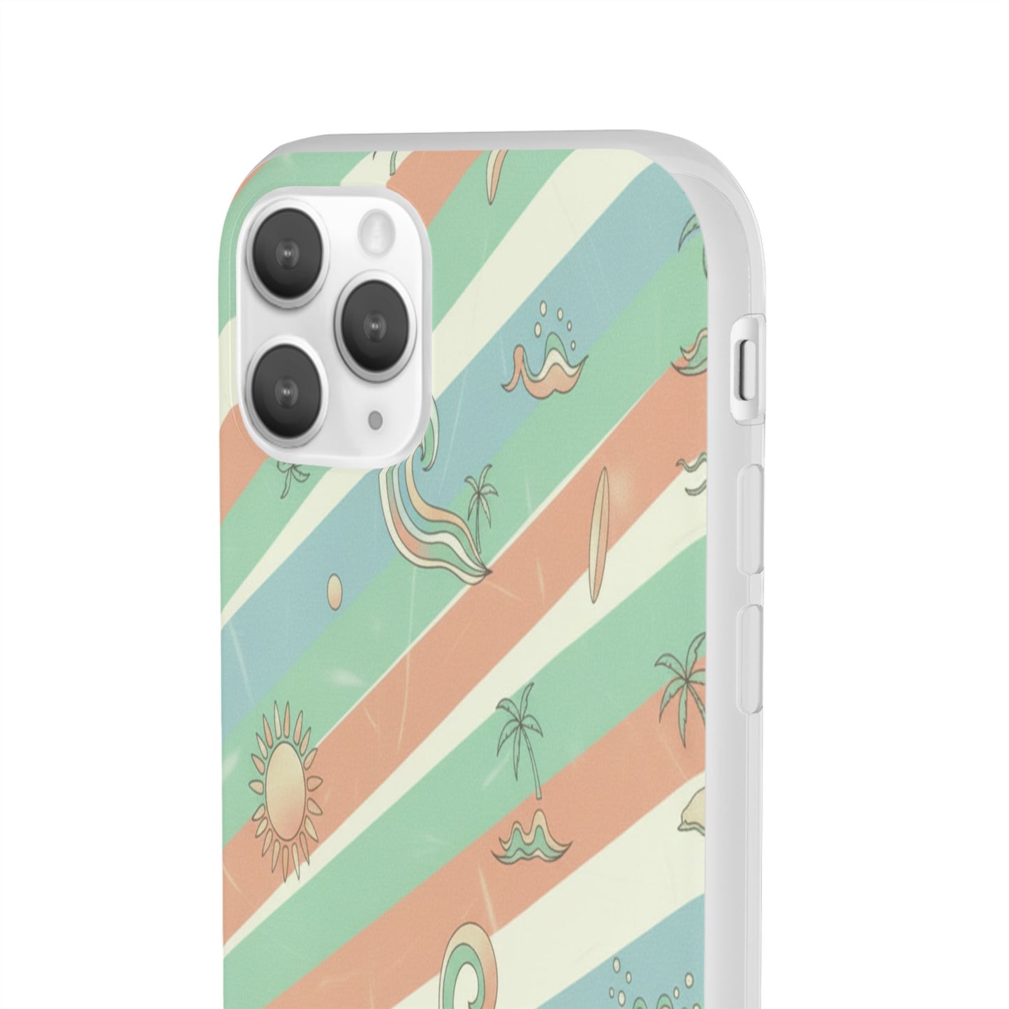 Beach Vibes Phone Case — Retro Pastel Surf & Palm Protective Flexi Case