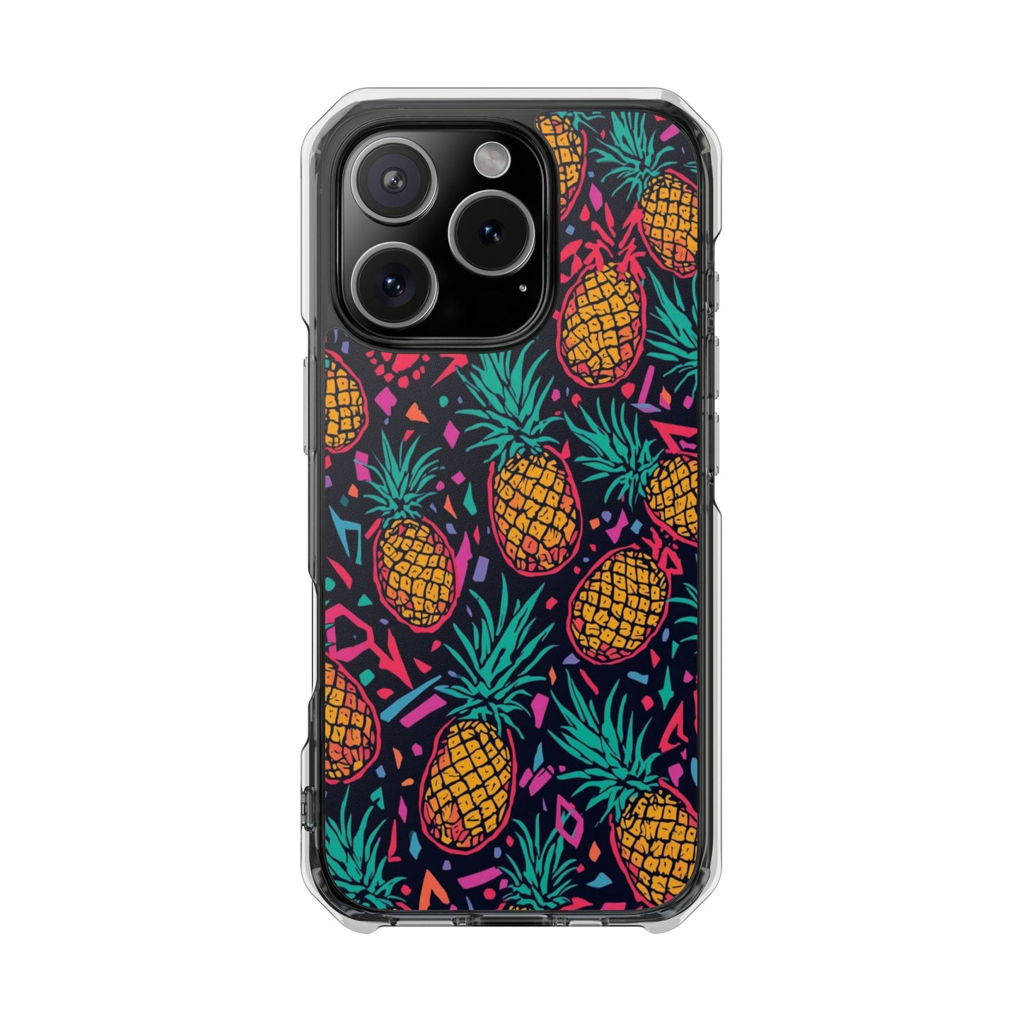 Clear Magnetic Phone Case — Tropical Pineapple Pattern