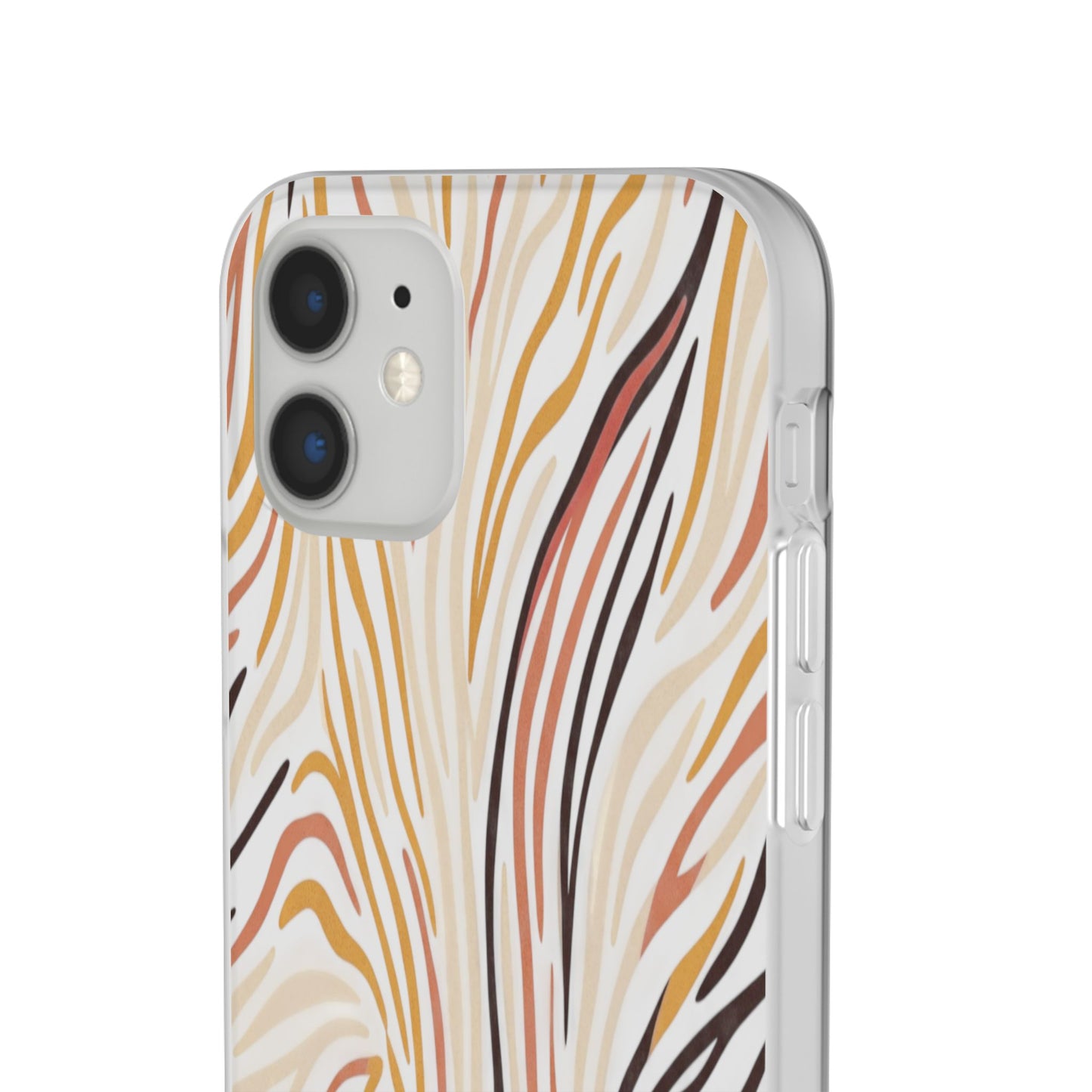 Marbled Neutral Stripe Phone Case — Abstract Beige & Terracotta Flexi Case