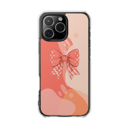 Clear Magnetic Phone Case — Pink Bow Art Design