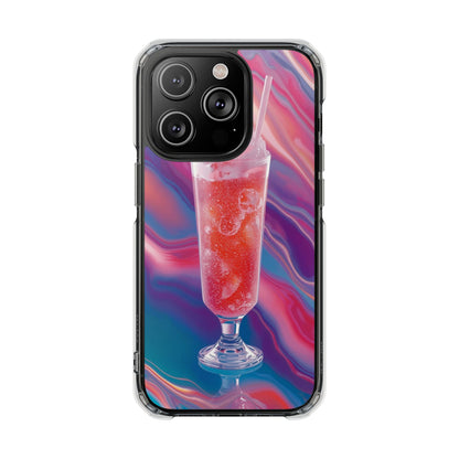 Clear Magnetic Phone Case — Retro Pink Soda Float Design