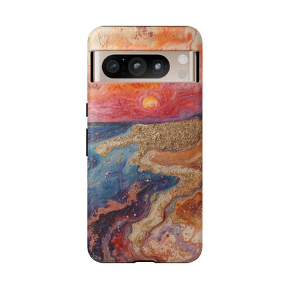 Sunset Coast Phone Case — Colorful Abstract Beach Art Tough Case