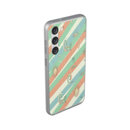 Beach Vibes Phone Case — Retro Pastel Surf & Palm Protective Flexi Case