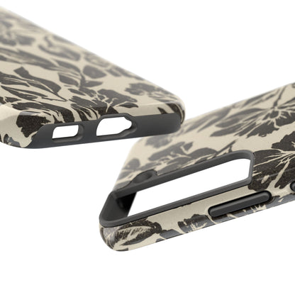 Floral Noir Tough Phone Case — Black Vintage Flower Protective Cover