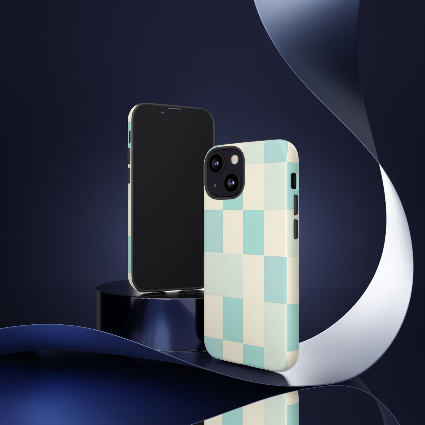 Pastel Checkerboard Tough Case – Mint & Cream Protective Phone Cover