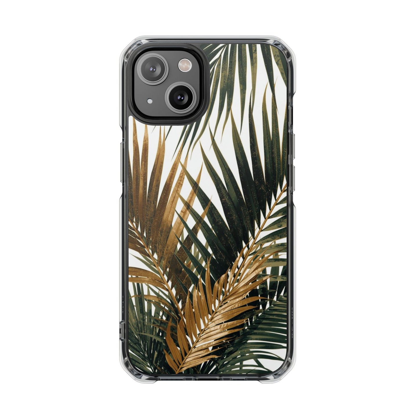 Clear Magnetic Phone Case with Tropical Palm Leaves Design