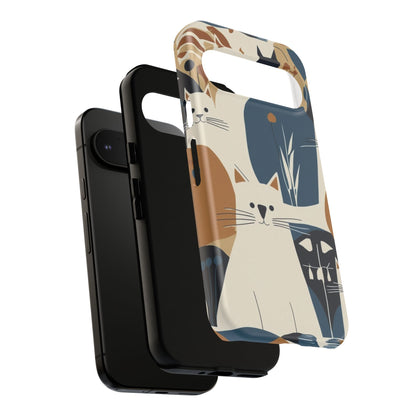Cat Pattern Phone Case – Retro Abstract Cats Protective iPhone Cover