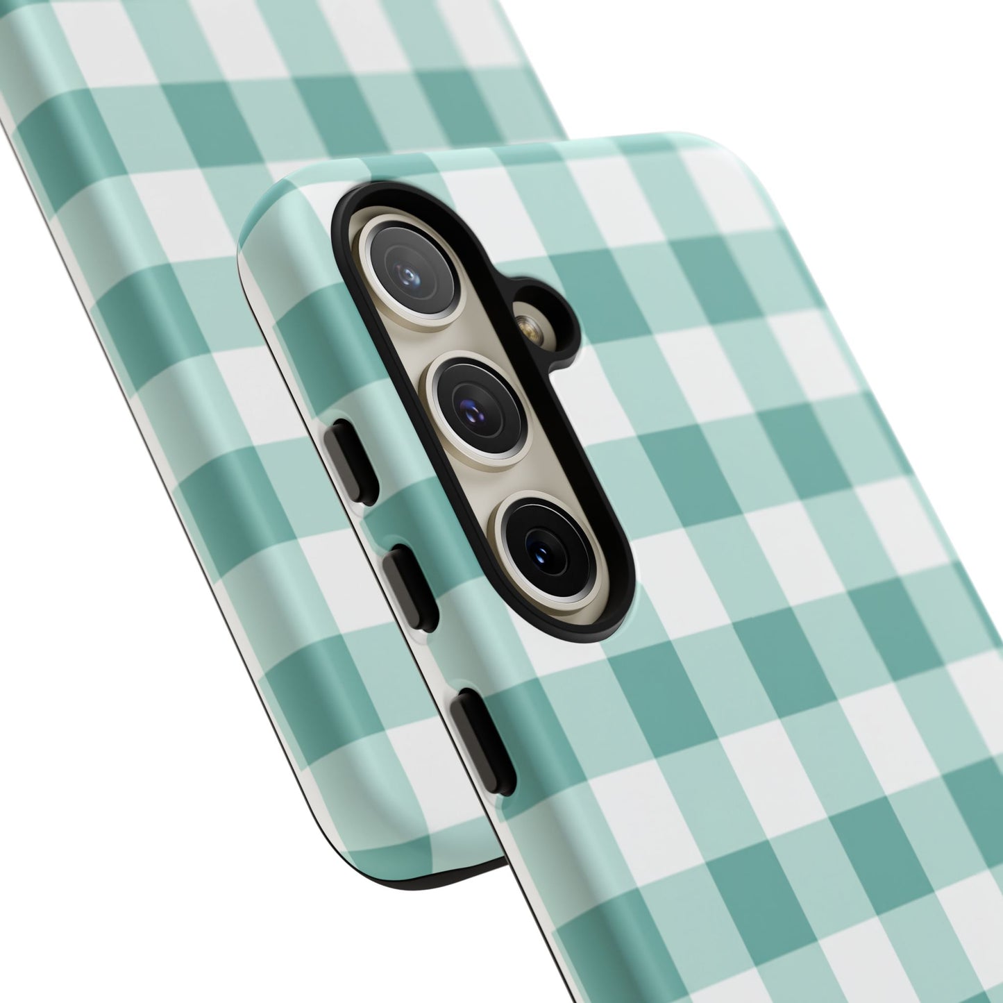 Mint Green Buffalo Check Tough Phone Case — Durable Plaid Protective Cover