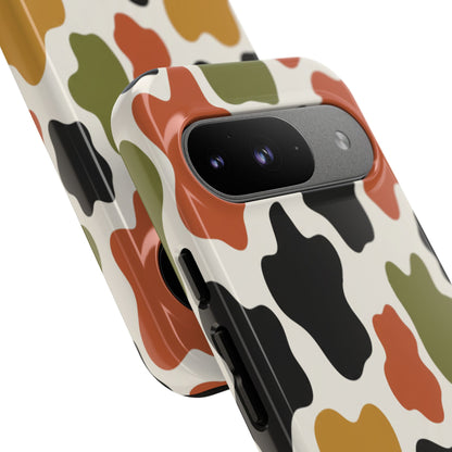 Camouflage Pattern Tough Phone Case – Retro Olive, Rust & Mustard Protective Cover
